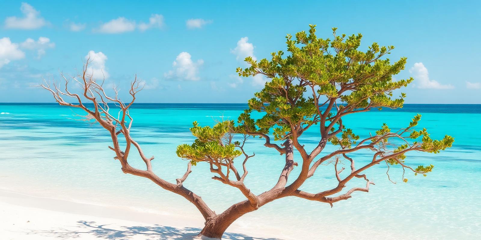 Costa de Aruba con árbol divi divi